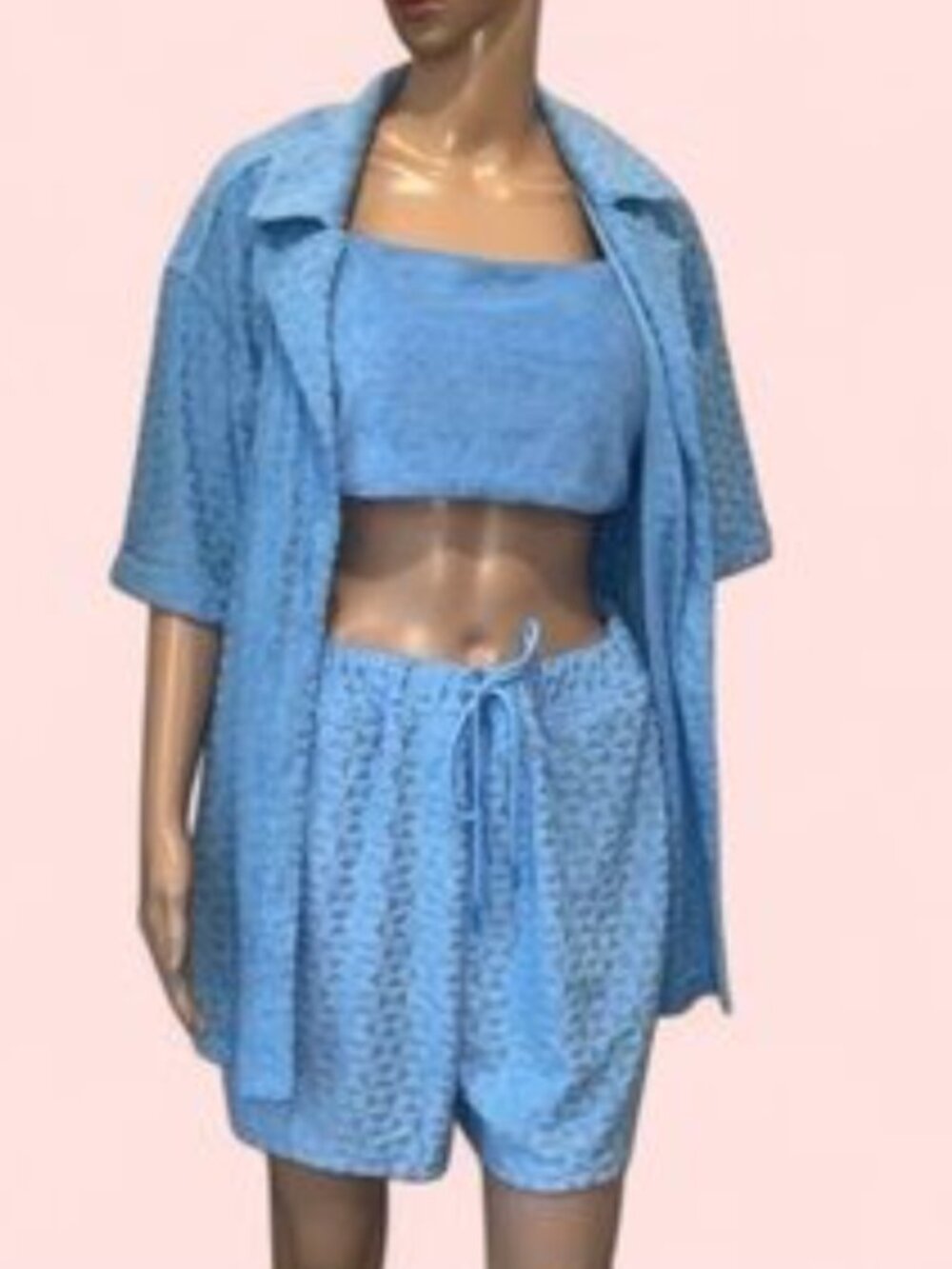 7 For All Mankind Blue Terry 3 Piece Set Size S
